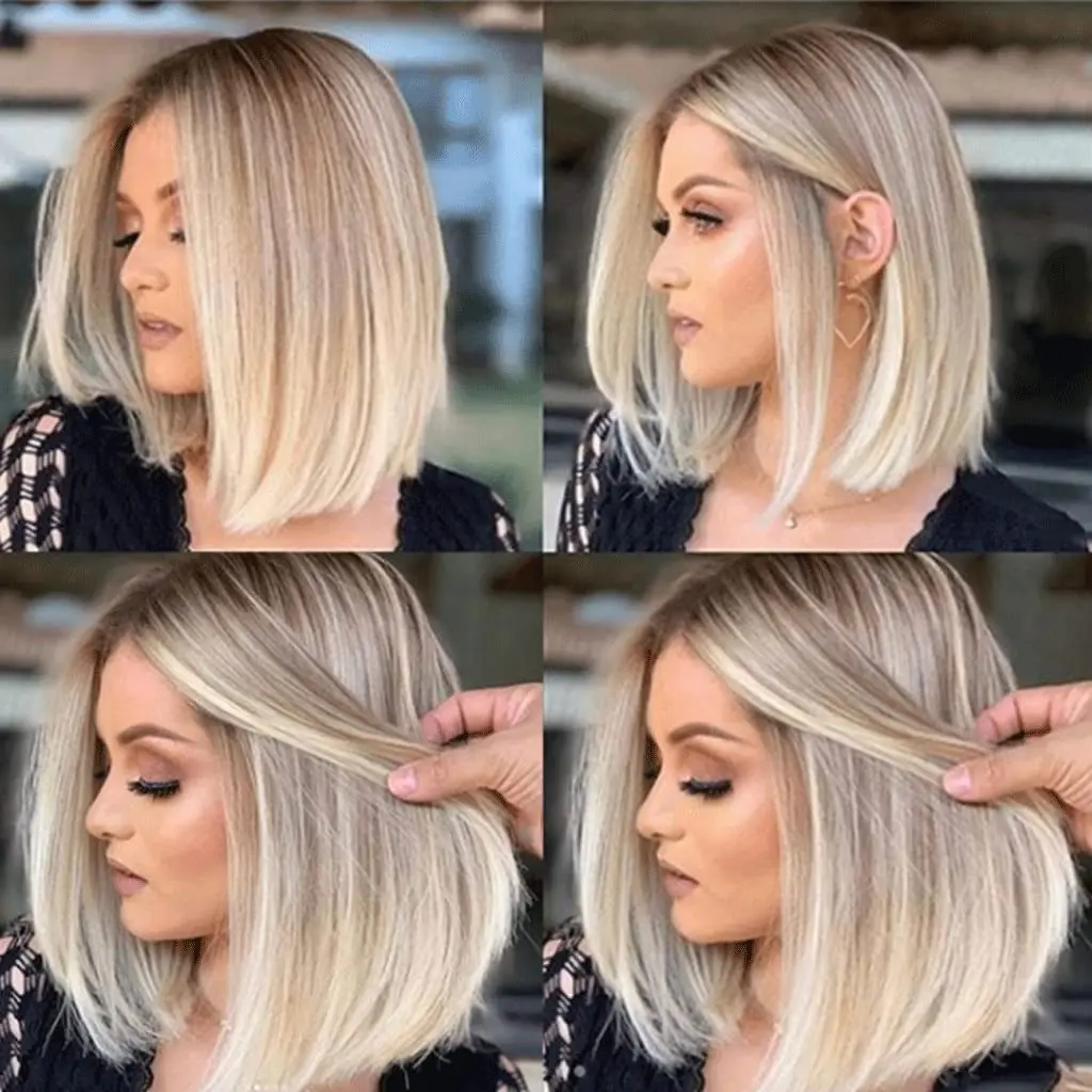 2026 Ombre Icy Platinum Blonde HD Synthetic Lace Front Wig Center Part Wig Women Wig Natural Wigs Gift For Her Straight Hair