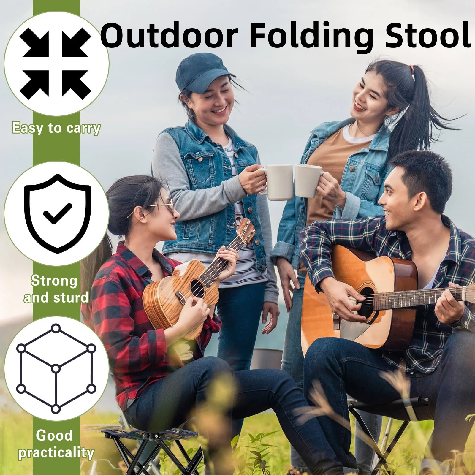 Camping Stool Small Folding Chair Portable Lightweight Stool Seat with Carry Bag for Camping Hunting Fishing