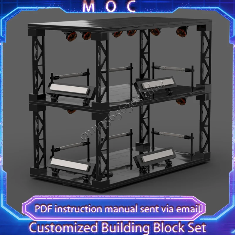 New 334 Parts MOC Technology Racing Double-Layer Display Cabinet Model Building DIY Block Brick Creative Christmas For Boys Gift