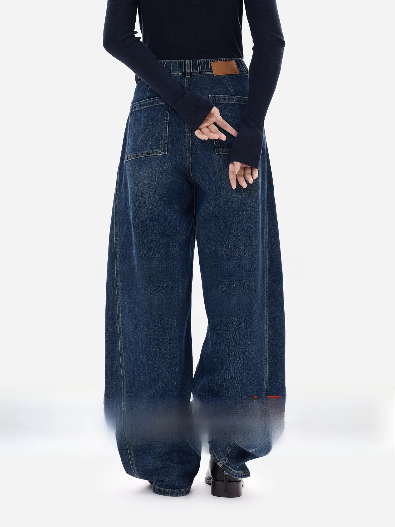 

Джинсы eGuYue свободного кроя с 3D-линиями, эластичные, с изогнутым низом, повседневные, из хлопкового денима