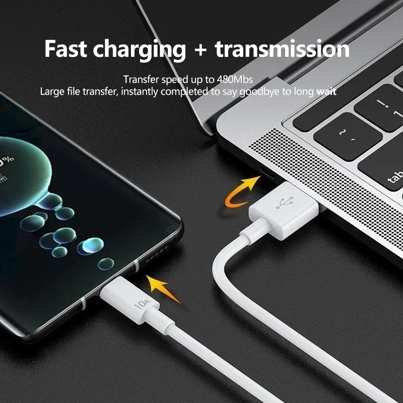 120W 10A Type C Type-C Super Fast Charge Data Cable Quick Charging Cable for Samsung Xiaomi Huawei USB C Mobile Phone Data Cord