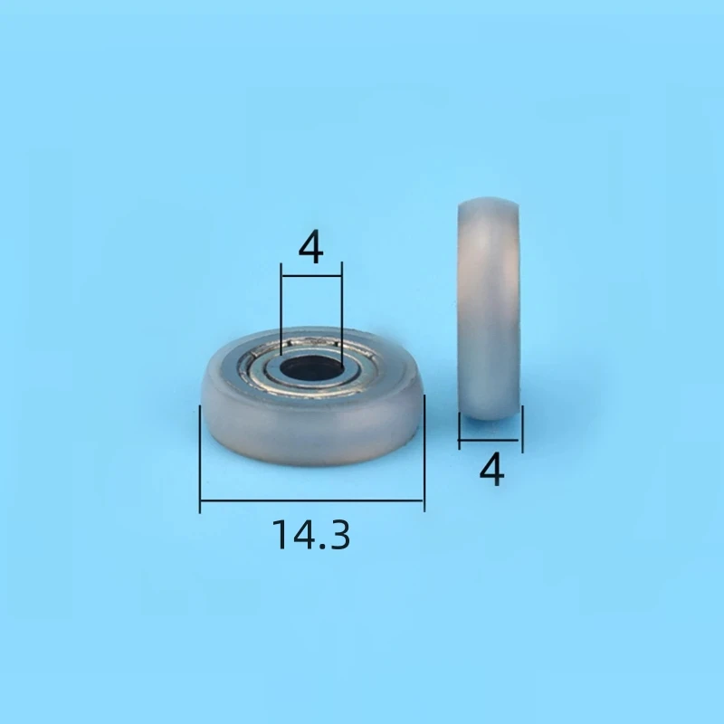 

1Pcs 4x14.3x4 mm Nylon Plastic Wheel With Bearings Bearing Roller Pom Embedded Groove Ball