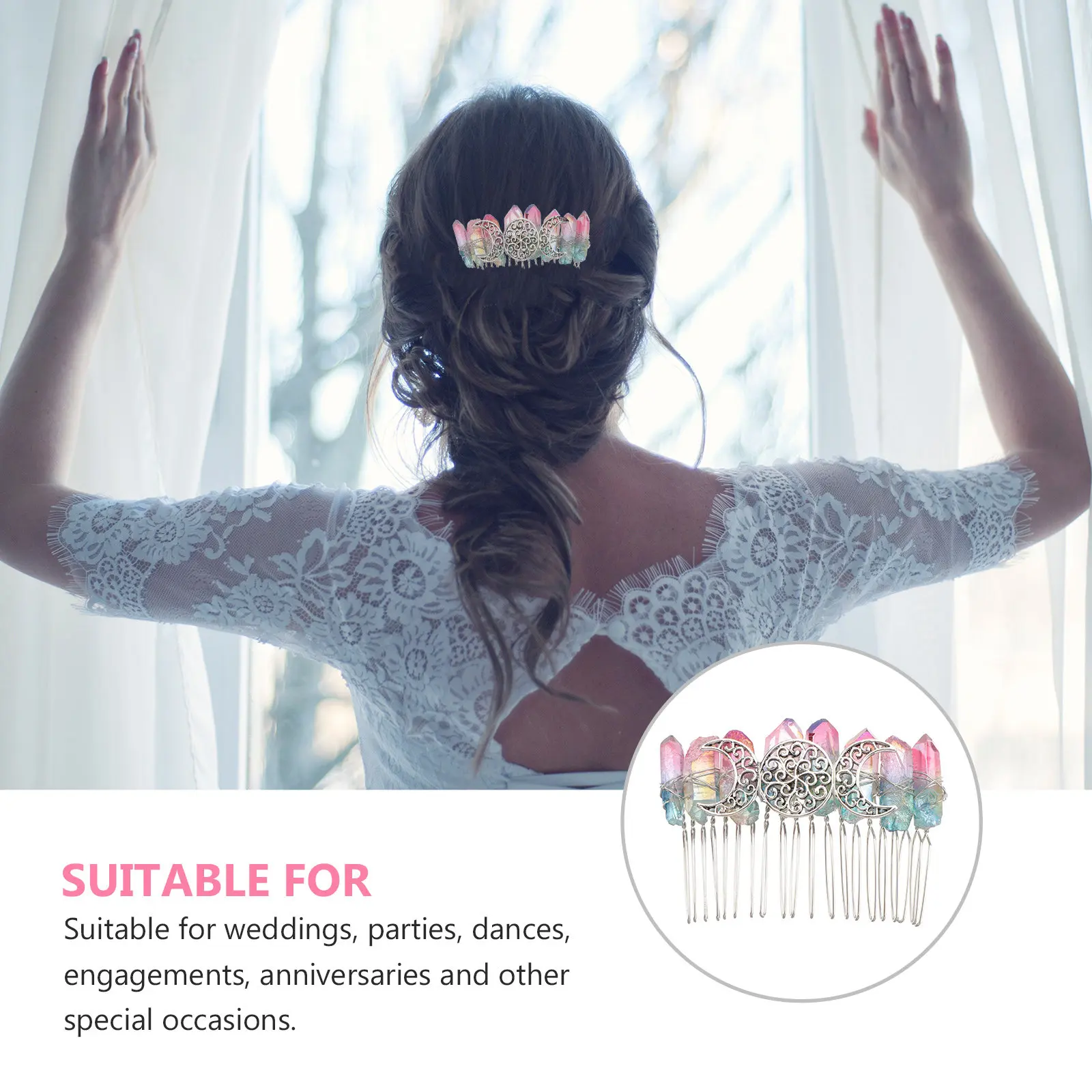 

1Pcs Crystal Handmade Hair Comb for Women Exquisite Wedding Bridal Headdress Tuck Comb Elegant Party Dance Anniversary Hair