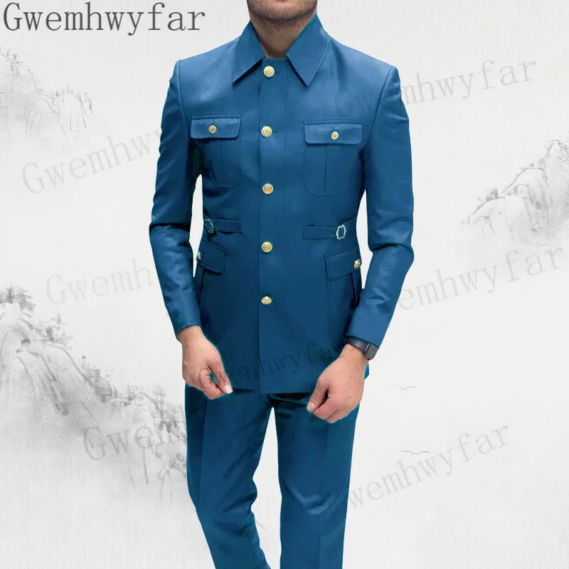 Gwenhwyfar Blazer Sets Male Suit Costumes For Men Formal Social Set 2 Pics Coat Pants Latest Design Prom Dress Gentleman Clothes