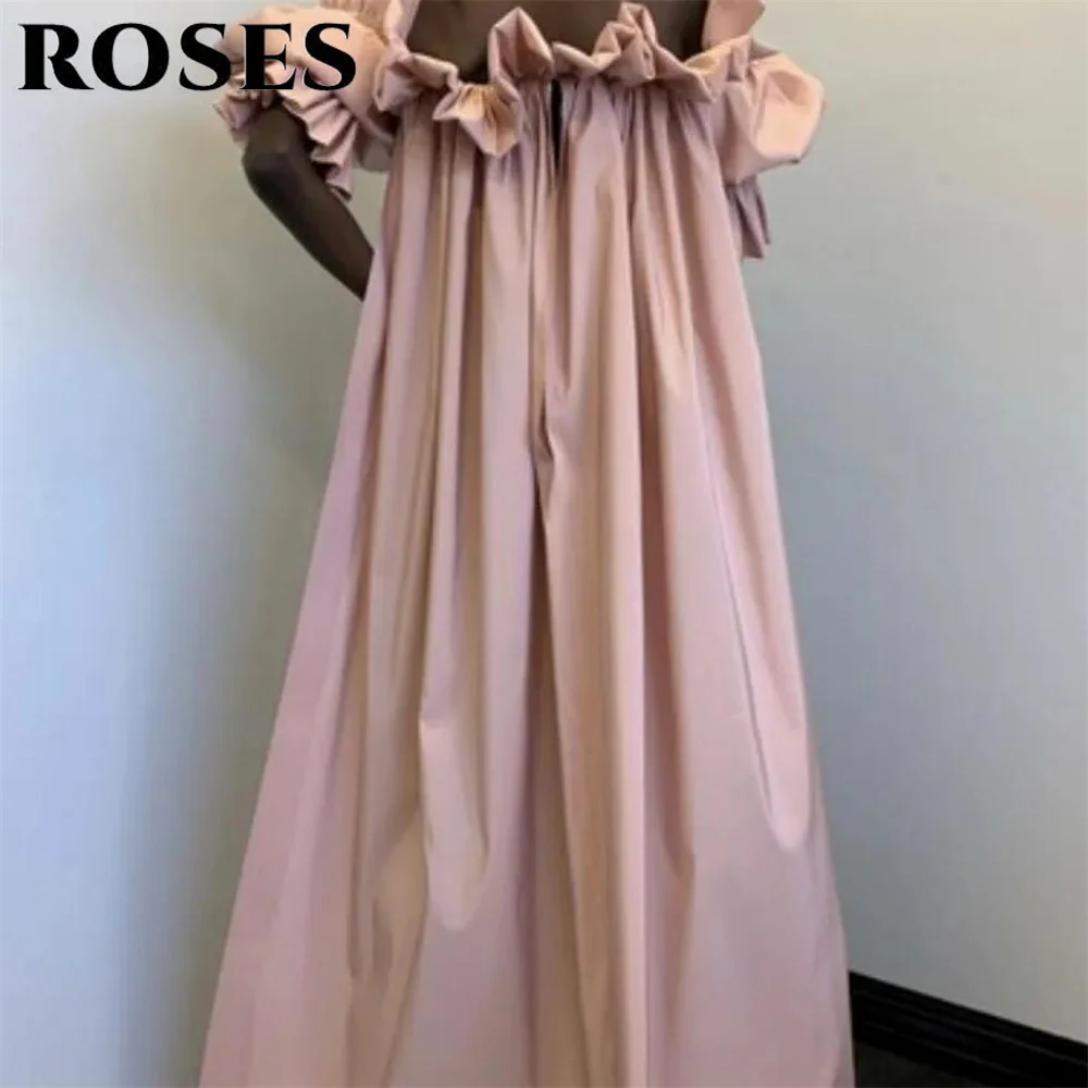 ROSES – robe de soirée longue noire, style sirène, avec plis, Simple, épaules dénudées, robe de célébrité