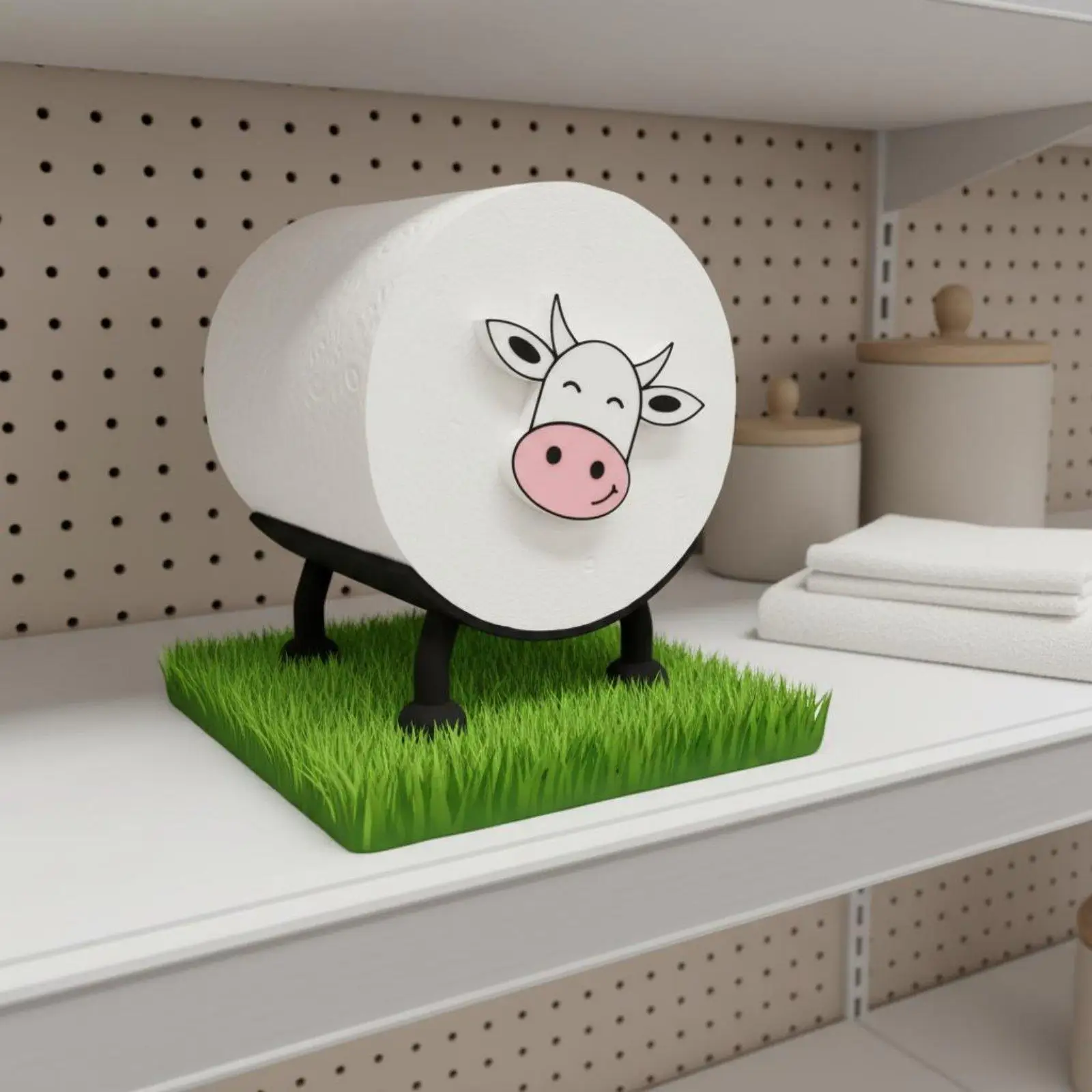 Cute Sheep Toilet Paper Roll Holder Freestanding Resin Stand Novelty Animal Bathroom Tissue Storage Container for Kids Guest