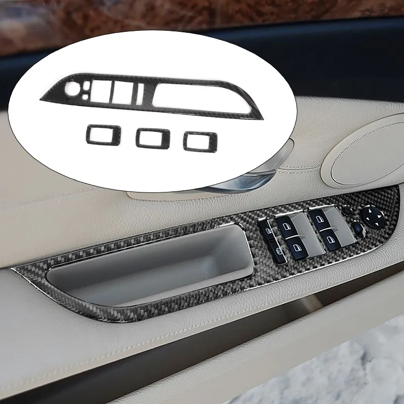 

For BMW 5 Series E60 2008-2010 Car Door Armrest Window Glass Lifter Button Panel Frame Carbon Fiber Sticker Interior Accessories