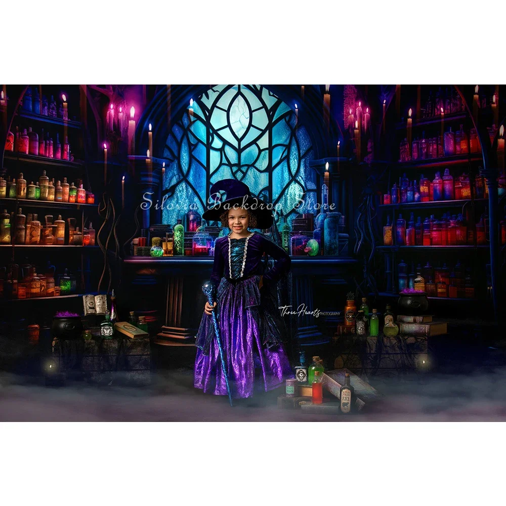 Halloween Photo Background Magic Potion Room Theme Photo Studio Props for Kids Portrait Cake Smash Photography Backdrops