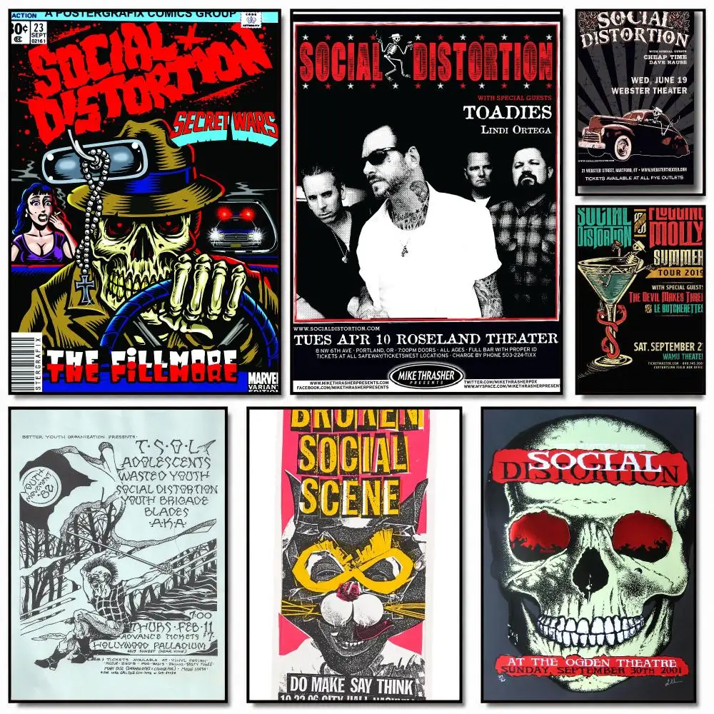 band S-Social Distortion-N Painting Calligraphy Artwork for Home Bedroom Office Wall Decoration Gift