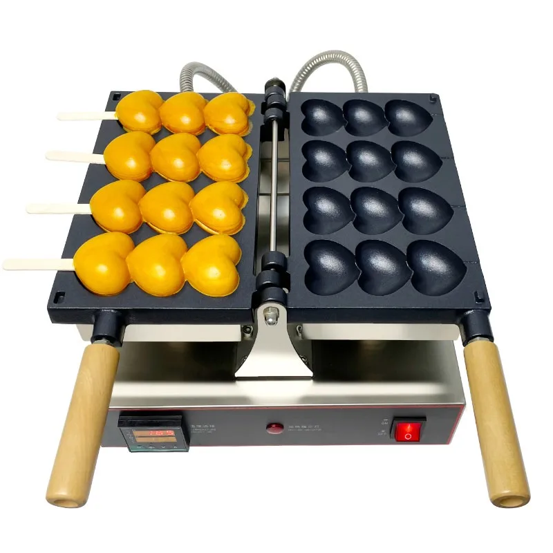 Electric Heart Shaped Waffle Skewer Maker, Commercial Non-stick Heart Ball Waffle Machine