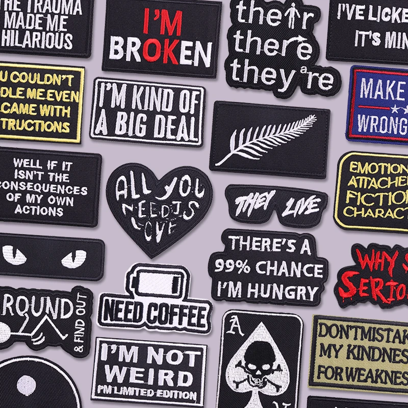 Jeans chapéus remendo bordado diy personalidade carta slogan remendo ferro em remendos para roupas remendos termoadesivos para roupas