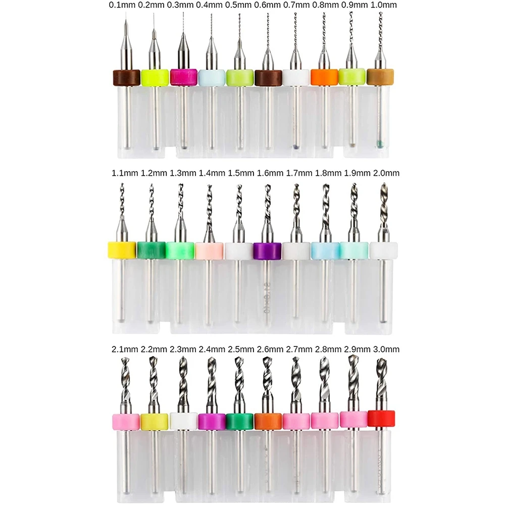

Набор сверл для печатных плат ABYN-30 шт., 0,1–3,0 мм, 1/8-дюймовые фрезы со спиральной канавкой с ЧПУ для гравировки печатной платы с ЧПУ