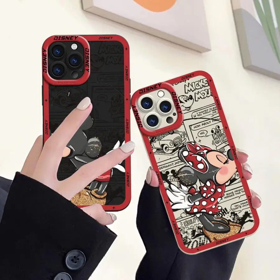 Disney Minnie Mickey Cover Phone Case for Apple iPhone 13 16 15  Pro Max 14 13 Pro 11 12 14 Plus Silicone Soft image 2