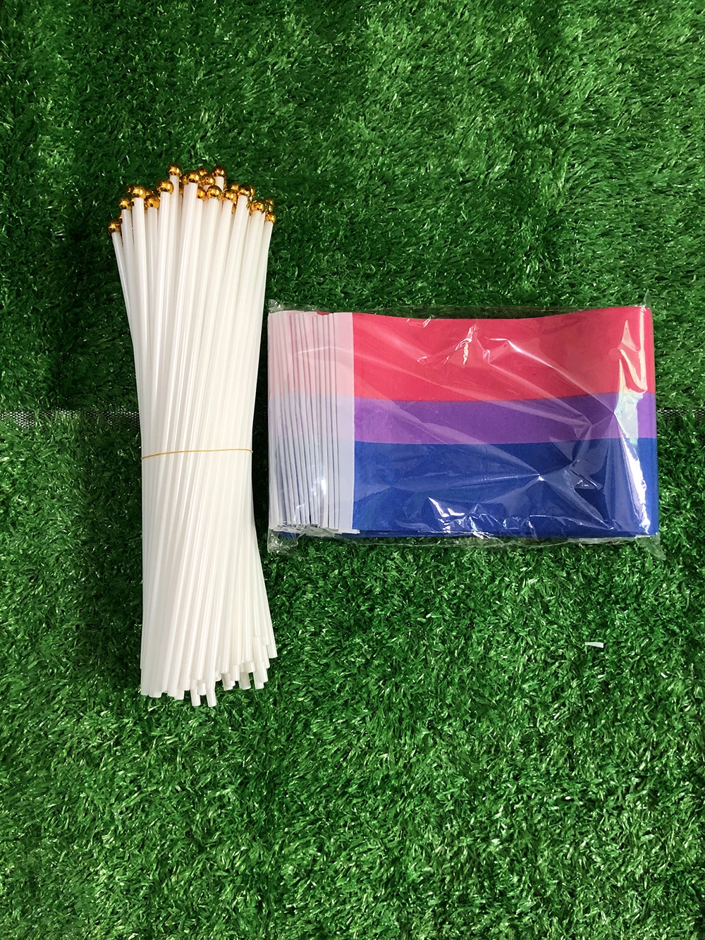 LGBT Hand Flag 14x21cm Polyester Double Side Penetration LGBT Bi Pride Bisexual Flag of Bisexuality for Hand