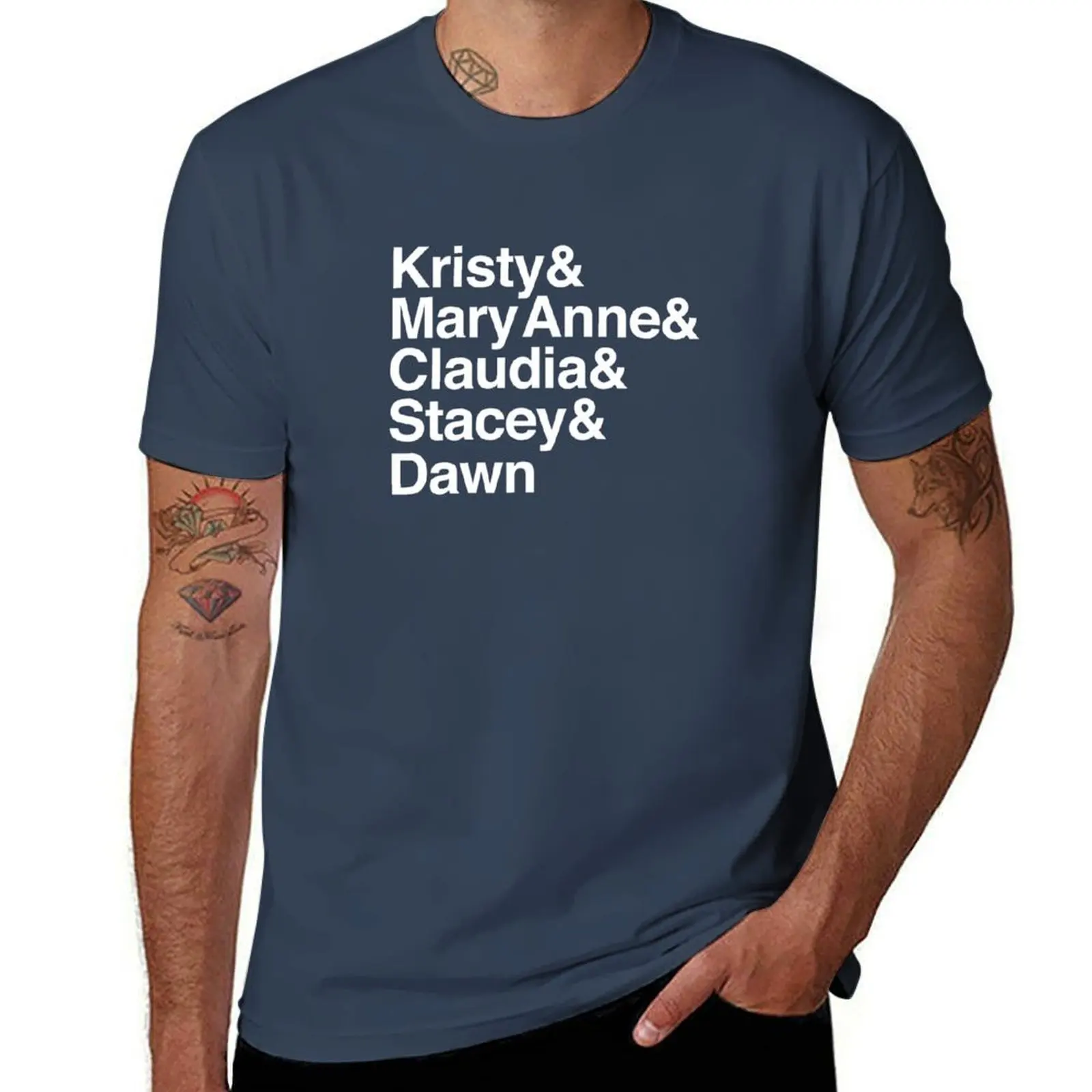 

Babysitters Club Helvetica Names (Original 5) (White Version) T-Shirt t shirt man luxury t shirts for man graphic funny T-Shirt