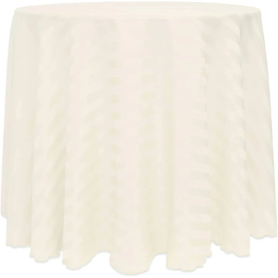 

Круглая скатерть в атласную полоску 102-дюймовую полоску цвета слоновой кости кремового цвета