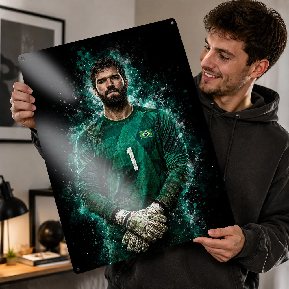 Alisson Becker Football Printed Poster Personalized Aluminum Metal Sign Matchday Hero Style Wall Art Made For Loyal Supporters