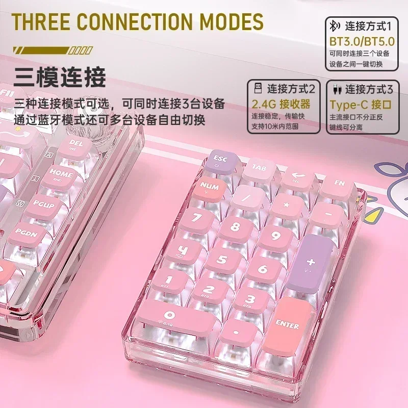 Imagem -04 - Leobog K21 Kits de Teclado Numérico Modos Usb 2.4g Bluetooth Kit de Teclado sem Fio 21 Teclas Rgb Hot-swap Personalizado Mini Teclado Numérico Presentes