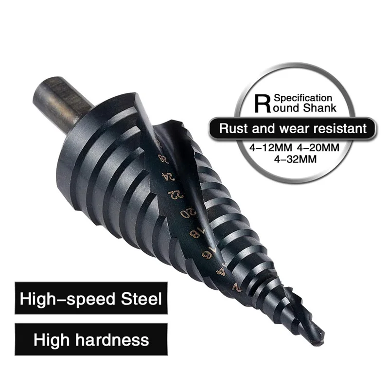 Step Drill Bit Set Nitrogen Nitride High Speed Steel Spiral For Metal Wood Conical Cone Hole Cutter Core Stainless Steel Sheet