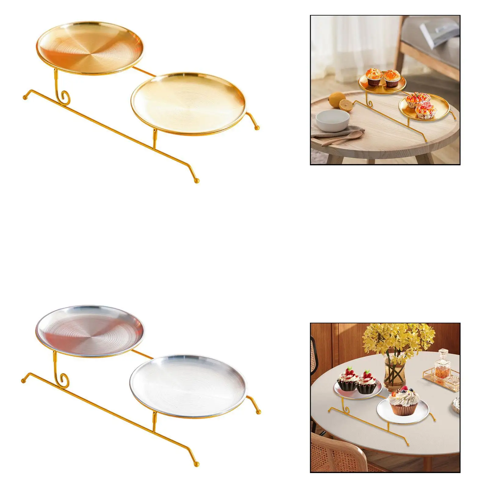 

Golden Tray Large Fruit Snack Platter Stainless Steel Countertop Organizer for Sweet Table Luxury Party Decor