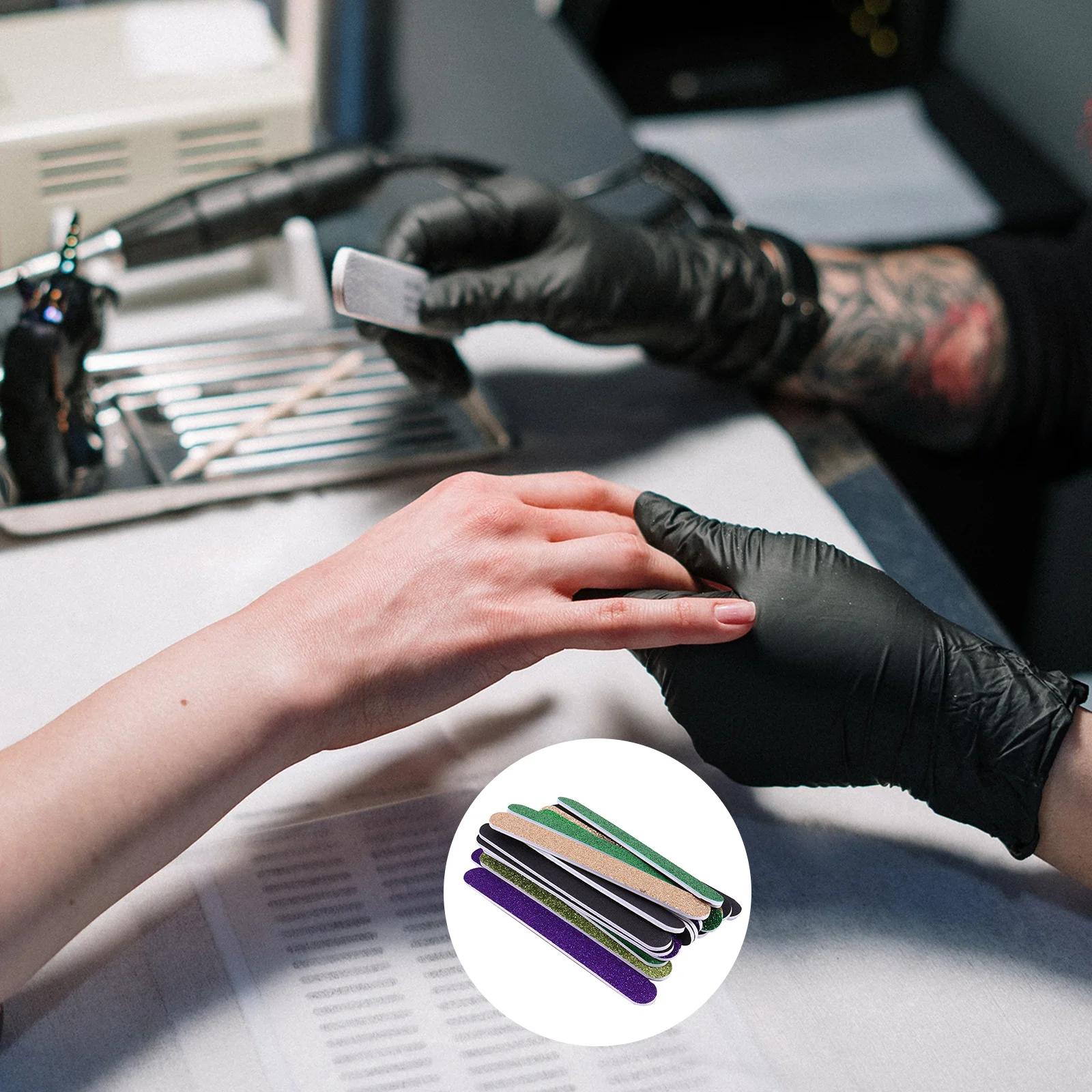 20 piezas limas de uñas con purpurina, tableros de esmeril, herramientas de manicura y pedicura para mujeres y niñas, limas de uñas de uso profesional