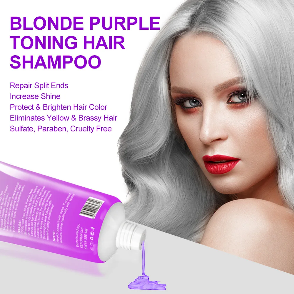 Shampoo biondo giallo Shampoo per capelli viola Ultravioleta UV Ash grey Silver Shampoo tintura per capelli a lunga durata trattamento colore 100ml