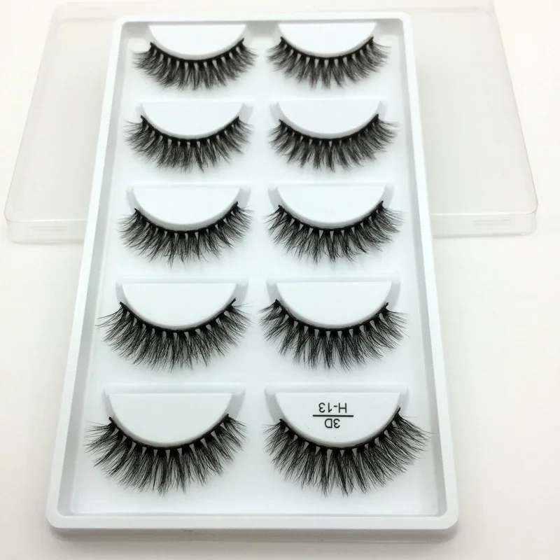 5 Pairs Multipack 3D Mink Lashes False Eyelashes Handmade Wispy Fluffy Fake Lash Natural Eye Makeup Tools Faux Eye Lashes H13