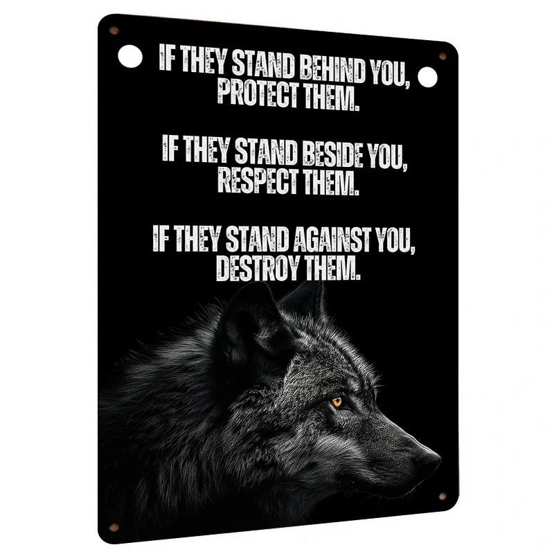 Wolf Head Proverb Metal Iron Painting Home Wall Decor Vintage Inspirational Slogan Study Living Room Hanging Art Mural