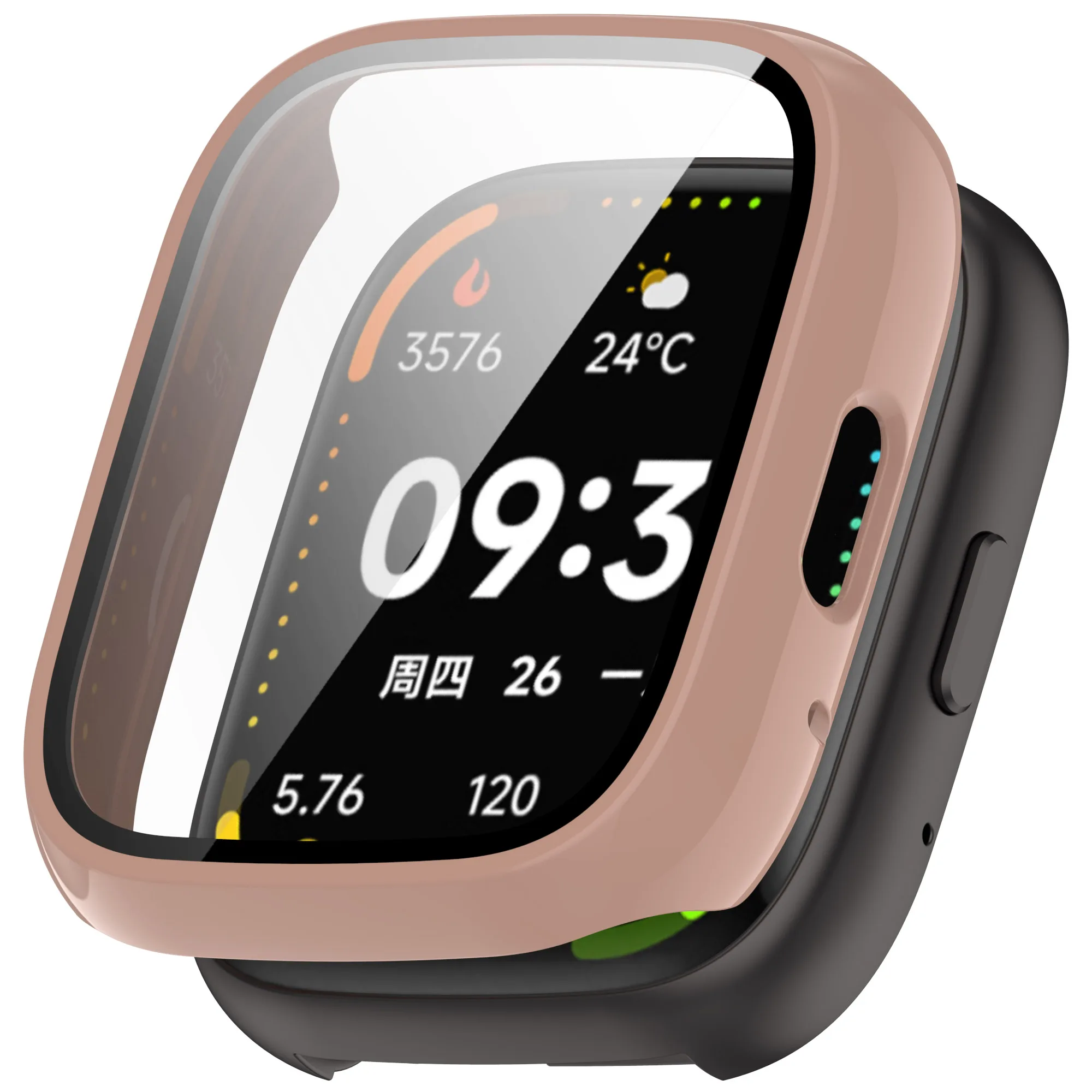 

Для Lifesense Watch 3, твердый универсальный чехол для часов из ПК с пленкой из закаленного стекла - розовый