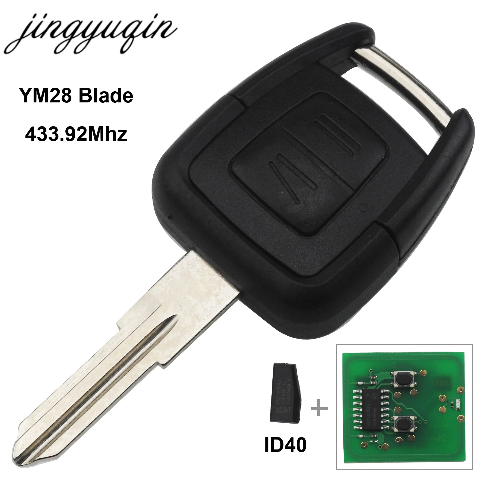 Jingyuqin รีโมท2ปุ่ม433MHz FOB สำหรับ Opel Delphi Vauxhall Astra 1998-2005 ID40ชิป HU43 HU100 YM28ใบมีด HU46