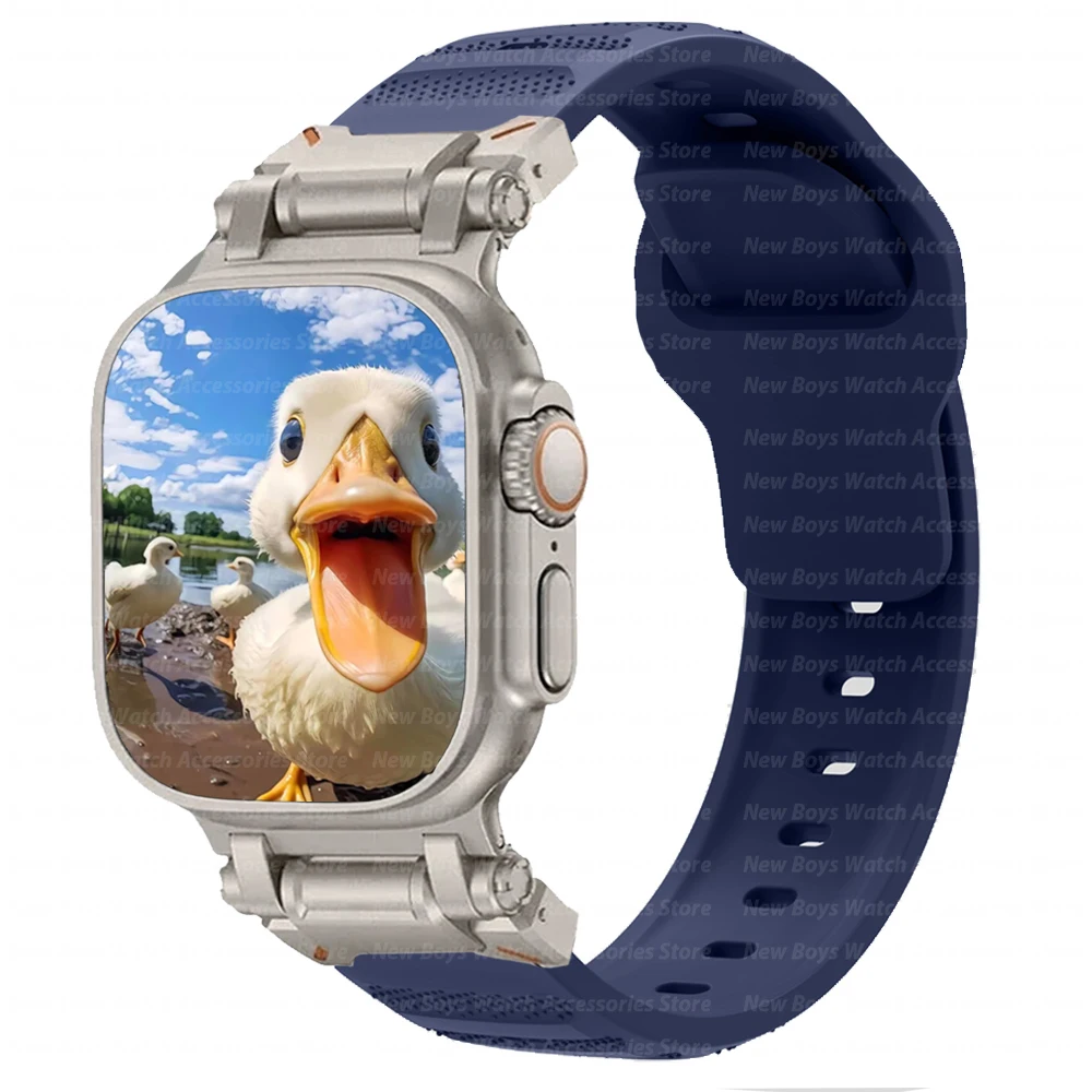 Apple Watch用ソフトシリコンバンド,チタンカラー,接続ストラップ,49mm, 45mm, 44mm, 42mm,iwatchシリーズ9,8,7,6,se,ultra2用