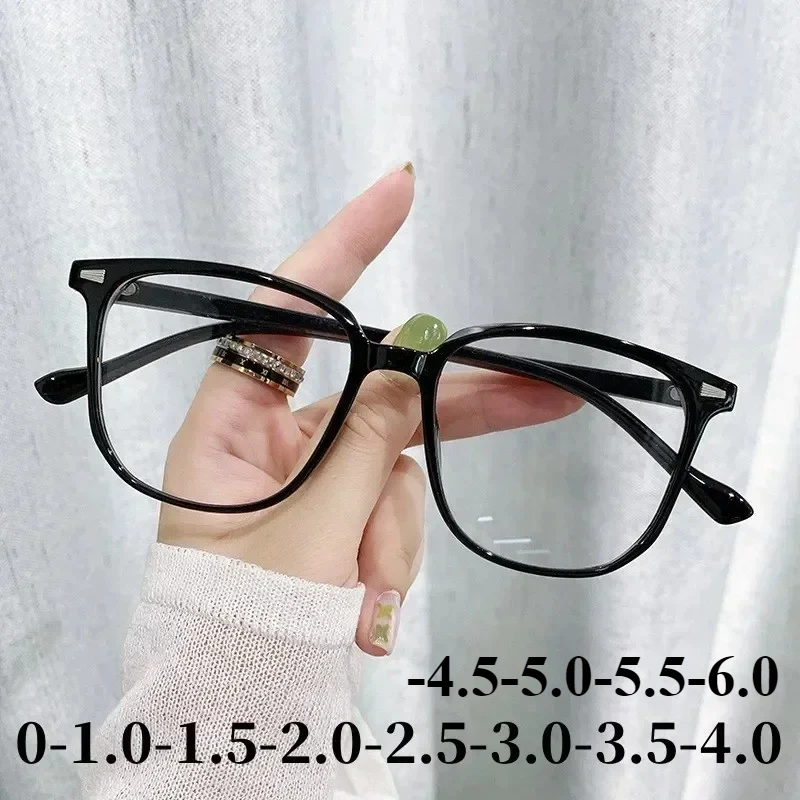 Fashion Square Diopter Eyeglasses Unisex Large Oversized Anti-blue Myopia Glasses Women's Luxury Near Sight Eyewear Gafas Oculos