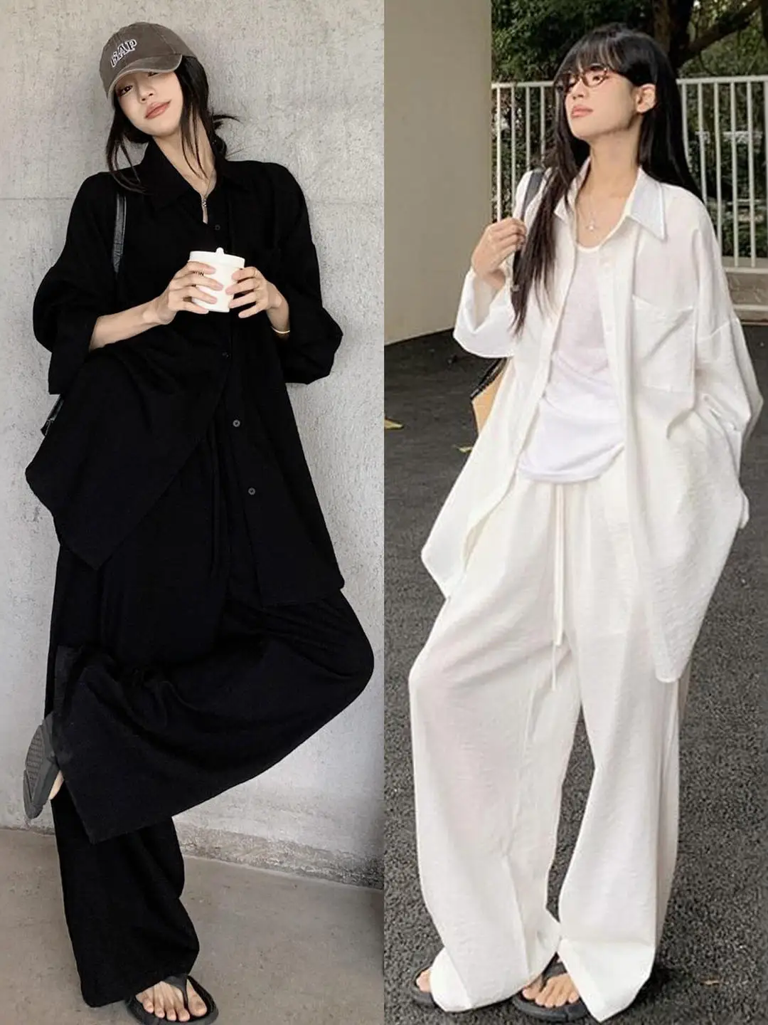 

Leisure and Sunscreen Sportswear Set for Women in Summer Loose Cotton and Hemp Shirt Wide Leg Pants Two Piece Set