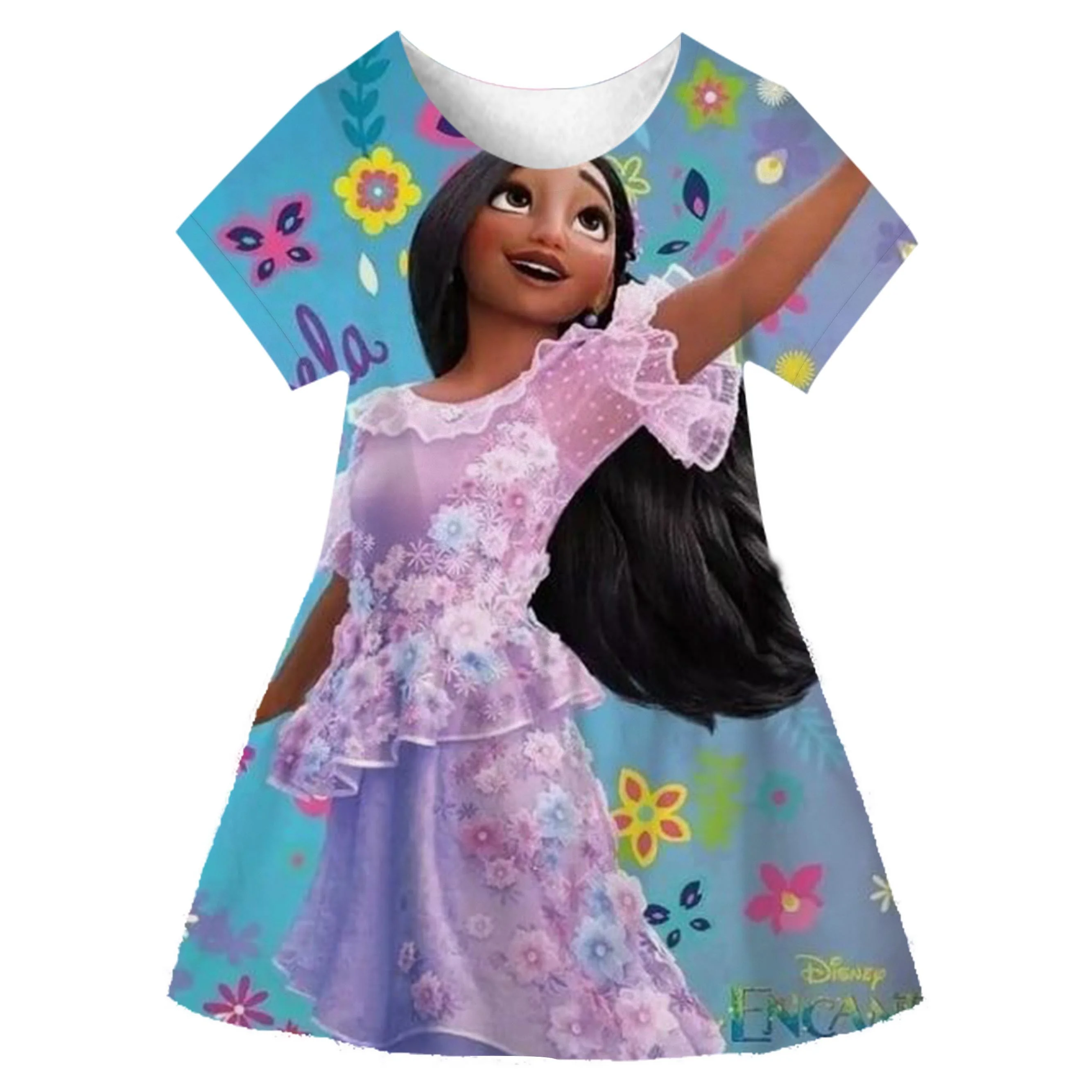 

Encanto Summer New Children Princess Mirabel Dress Birthday Party Role-Play Costume Kids Girls Disney Series Charm Dresses 1-10Y