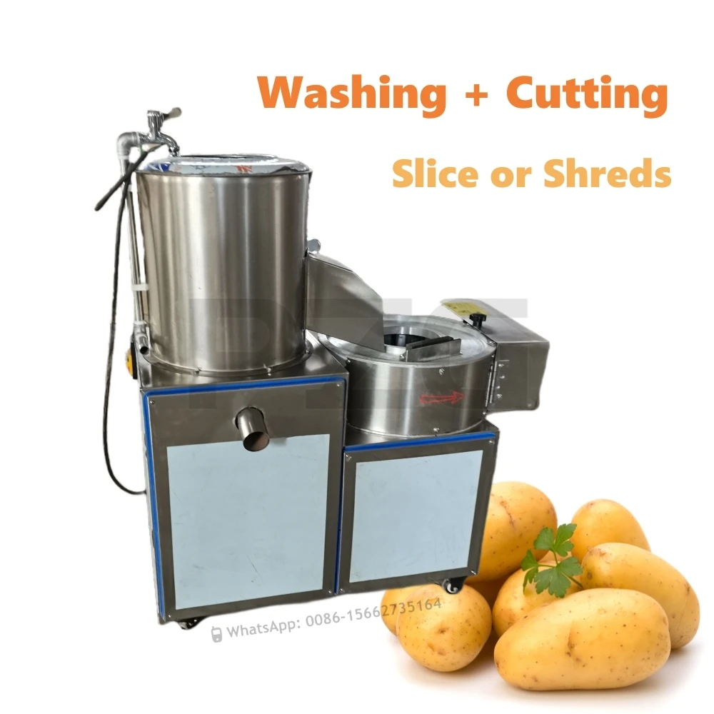 Commercial Potato Peeler Machine Sweet Potato Chips Washing Slicing Machine French Fries Potato Washing Peeling Cutting Machine