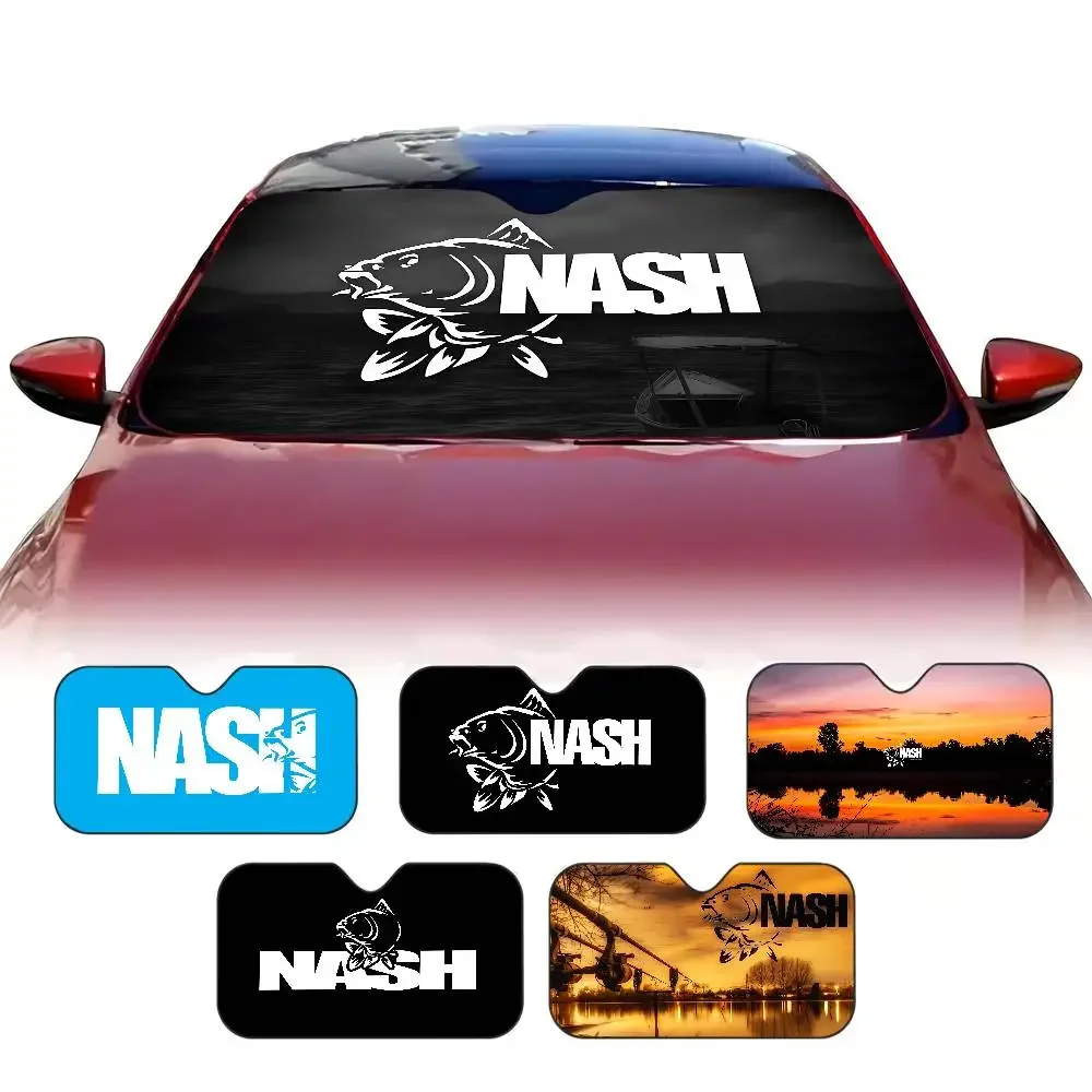 Fishing Brand N-Nash T-Tackle Logo Windshield Sunshade Anime Cute Car Front Windshield 70x130cm Sun Visor Heat Reflector