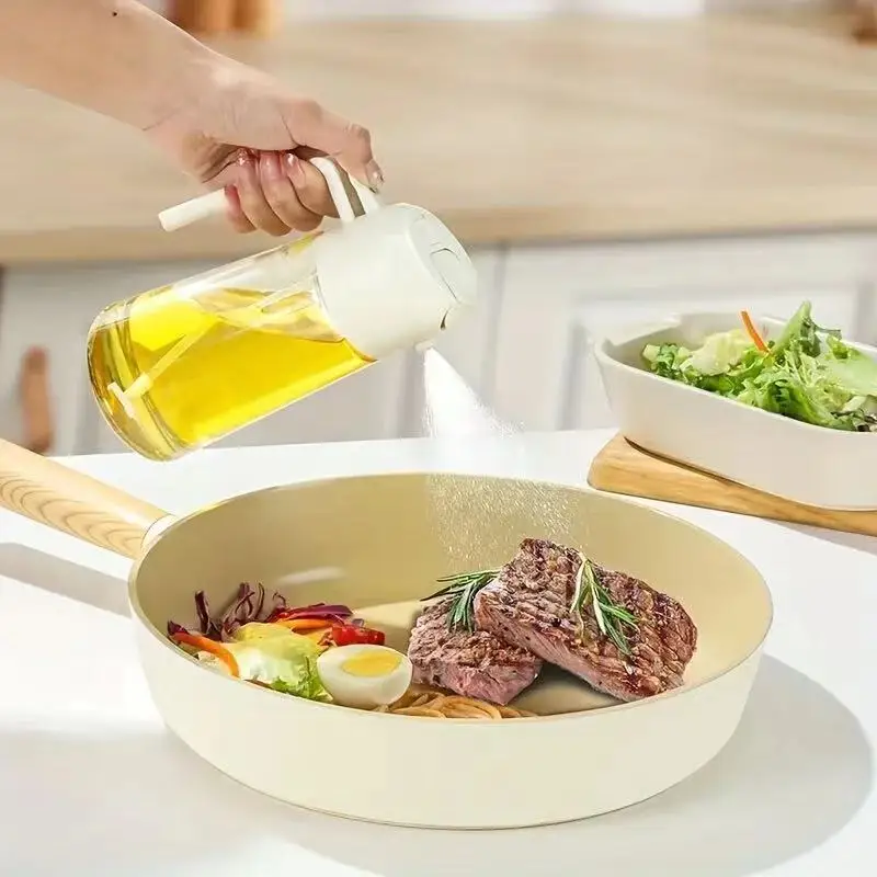 Oil Dispenser Bottle for Kitchen, 2 in 1 Olive Oil Dispenser and Oil Sprayer, 600ml Olive Oil Spray Bottle for Cooking