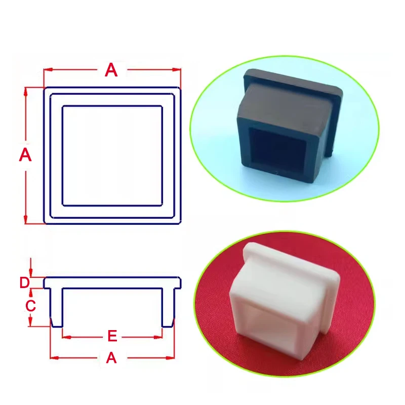 Square Soft Foot Pads Silicone Rubber Tube Plug Chair Leg Blanking End Caps Pipe Inserts Bung Table Feet Furniture Seal Stopper