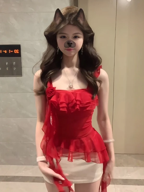 

Pure Desire Sweet Spicy Me жилет на бретелях женский весенне-летний облегающий топ нестандартной формы Sa дизайн с цветочным 3D украшением