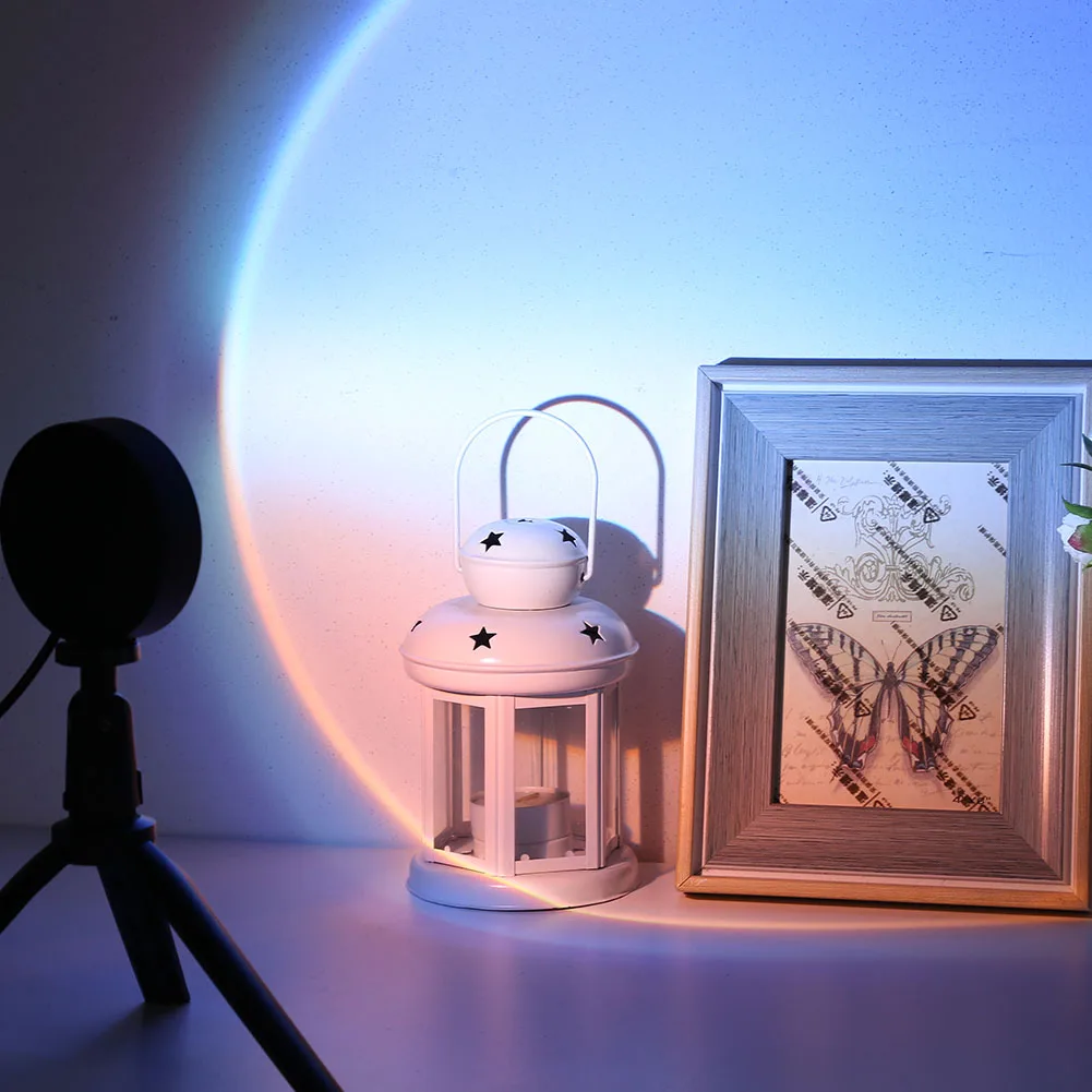 Usb pôr do sol projeção luz noturna amanhecer costa praia iluminação lâmpada de preenchimento com tripé atmosfera luz para bar loja quarto parede