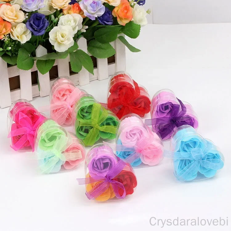 30Boxes Heart Rose Flower Handmade Scented Bath Body Soap Wedding Gifts for Guests Bridesmaid Present Party Favors Souvenirs