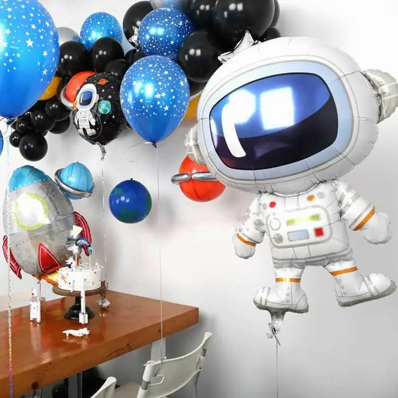 20pcs 10inch Space Theme Party Balloons Astronaut Rocket Foil Balloons Star Printed Latex Air Globos Birthday Party Supplies