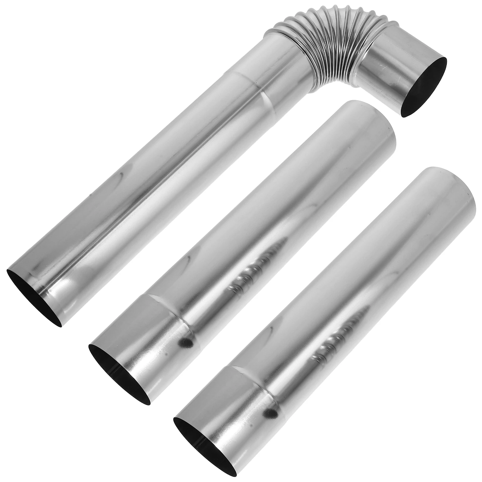 

3 pcs Stainless Steel Vent Pipe 90° Elbow Adapter 3x300mm for Chimney Flue Gas Water Heater