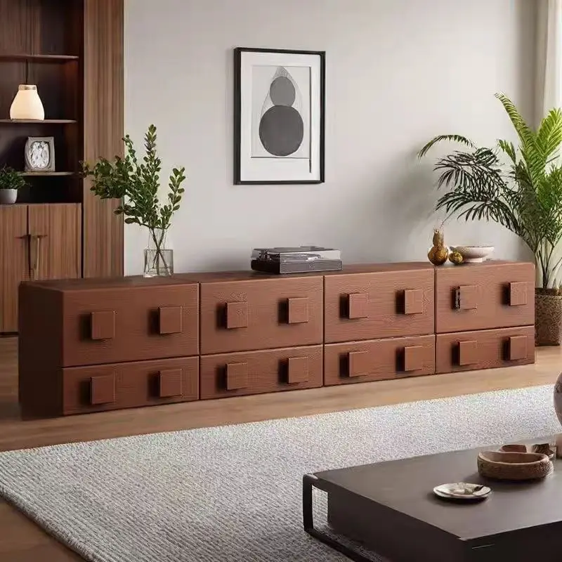 Custom Modern Minimalist TV Stand With Solid Wood Walnut Finish Ready Home Furniture For Living Room