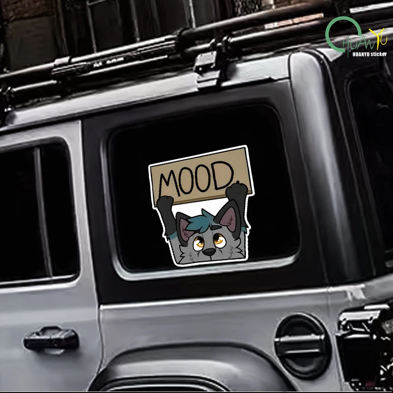 Car personality black plush wolf sticker, reflective body sticker, bumper mask, scratch mask, electric car decoration sticker