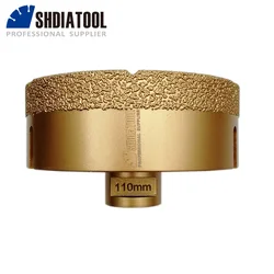 SHDIATOOL Diameter 110mm M14 Vacuum Brazed Diamond Drilling Core Bits 15MM Diamond Height Granite Drill Marble Ceramic Hole Saw