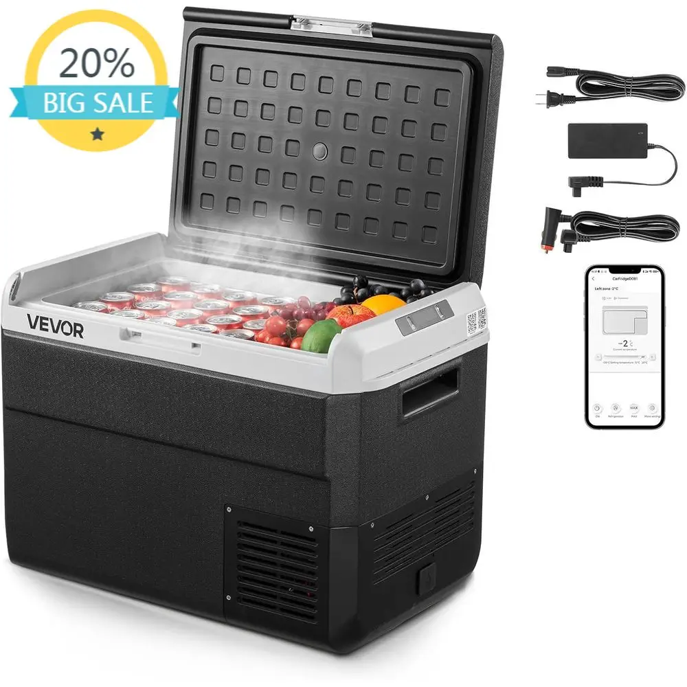 

Портативный автомобильный холодильник 50 л, 12/24 В DC и 100-240 В AC, регулируемая температура до -4°C ℉ до 68 ℉ Идеально подходит для активного отдыха, кемпинга, путешествий, автодомов.