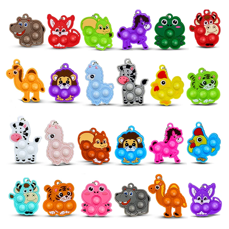 24Pcs Animal Pop Keychains Fedget Toys Kids-Party Favors 4-12 Years Goodie Bag Stocking Stuffers Classroom Rewards Treasure Box