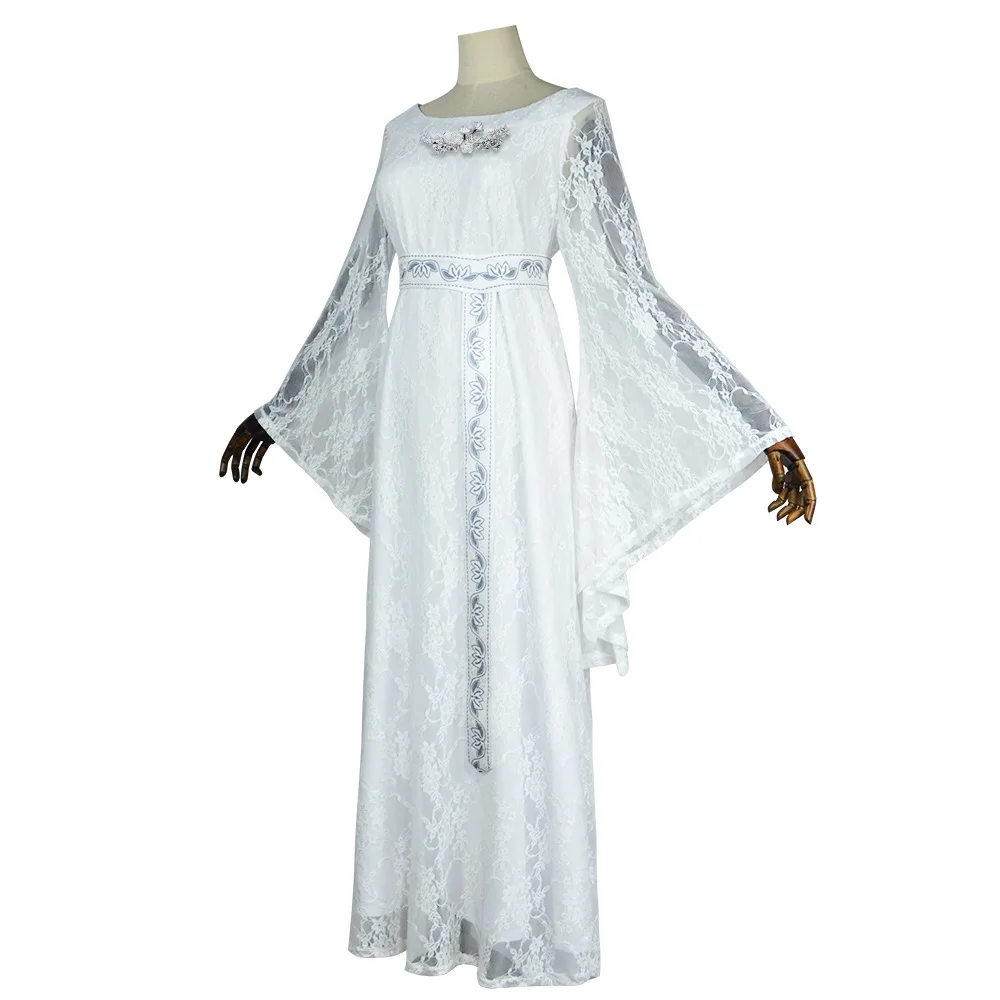 

Лидер продаж 2024, эльфийская принцесса Галадриэль, косплей, фэнтезийное винтажное сетчатое кружевное платье, костюм, маскировка, наряды для взрослых женщин