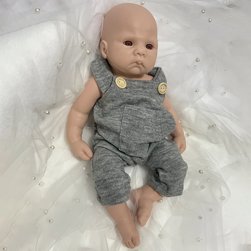 

18" Unpainted Soft Solid Silicone Reborn Doll Blank Realistic Newborn Baby Boy Lifelike Flexible Waterproof Bebe Anti-Stress